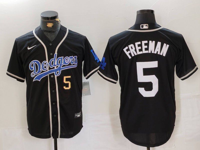 Men Los Angeles Dodgers #5 Freeman Black Fashion Nike Game MLB Jersey style 42